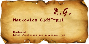 Matkovics Györgyi névjegykártya